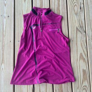 Jamie Sadock Tank Top Womens Medium Fuschia Black Golf Sleeveless 1/4 Zip